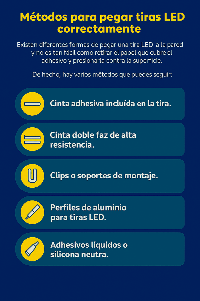 metodos pegar tiras led